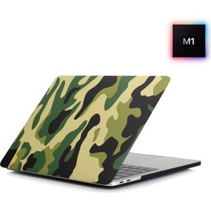 Laptophoes - Geschikt voor MacBook Pro M1 Hoes Case - 13 inch - A2338 (2020) - Legerprint