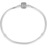 Sterling zilveren bedelarmband met glimmende clipsluiting 17 cm