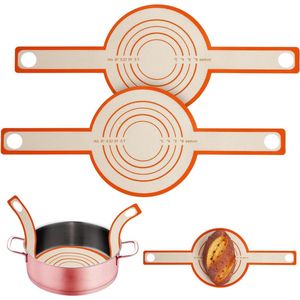 2 Piece Silicone Baking Mat for Dutch Oven Bread Crank - Reusable Liner with Long Handles