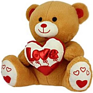 Teddybeer (Bruin) met Hart Love Pluche Knuffel 20 cm {Valentijnsdag cadeau voor hem haar - Knuffelbeer Beertje Teddy Liefde Mannen Vrouwen - Valentijn Cadeautje - I Love You / Ik hou van je - Teddy Beer Groot}