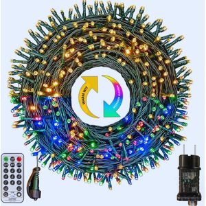 Multifunctionele Lichtsnoer 30M Voor Buiten Met 300 LED's – Warm Wit & Kleurrijk - Afstandsbediening - Timer & 11 Modi Voor Balkon - Tuin - Feest En Kerstdecoratie