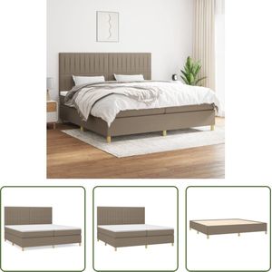 The Living Store Boxspringbed - Comfort Pocketvering Matras - Verstelbaar Hoofdbord - Duurzaam Materiaal - Middelharde Ondersteuning - Huidvriendelijk Topmatras - Taupe - 203x200x118/128 cm