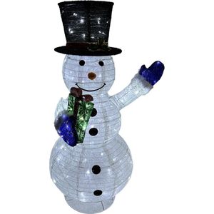Sneeuwpop Kerst met witte leds (CHRISTMAS PRESENTS) Luxe XXL (1.20M)