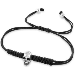 Kaliber 7KB-0019 - Heren armband met bead - rope en staal - skull - one-size - zwart / zilverkleurig