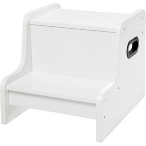 Opstapkruk voor kinderen met 2 treden, antislipmat en handgreep - Wit EWT01JD01G1