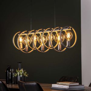 Hanglamp Circular 7 lichts | oud zilver | 112x30 cm | in hoogte verstelbaar tot 150 cm | industrieel design | eetkamer / woonkamer | metaal | modern / robuust