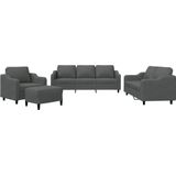 vidaXL - 4-delige - Loungeset - met - kussens - stof - donkergrijs