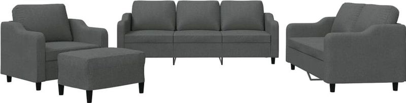 vidaXL - 4-delige - Loungeset - met - kussens - stof - donkergrijs
