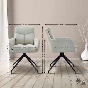 Set van 2 draaibare eetkamerstoelen - Somers stof crème - modern design