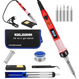 80 W elektrische soldeerboutset met lcd-scherm - instelbare temperatuur - aan/uit-schakelaar - veelzijdige accessoires - draagtas - elektronica onderhoud