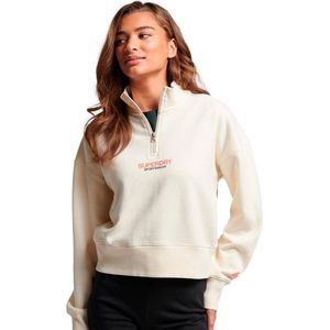 Superdry Halve Rits Sweater Beige S Vrouw