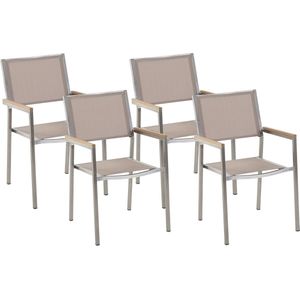 GROSSETO - Tuinstoel set van 4 - Zandbeige - Polyester