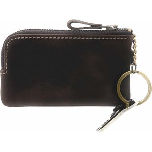 Su.B Leren Sleuteletui met Rits - Wallet met Sleutel Ring - Leer - Sleutel Portemonnee - Donker Bruin