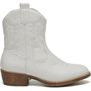 Smile Favorites® Meisjes Cowboylaarzen met Hak Kort - Wit - Imitatieleer - Maat 31 -