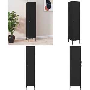 vidaXL Lockerkast 35x46x180 cm staal zwart - Lockerkast - Lockerkasten - Locker Kast - Locker Kasten