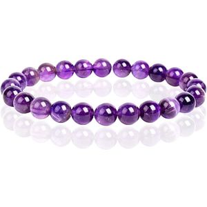 Natuursteen Armband met 8mm Kralen Memphis - Amethyst