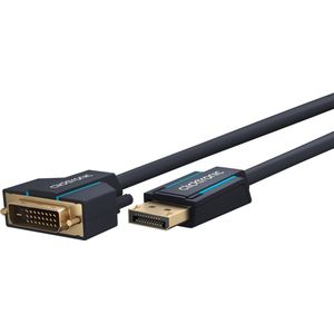 clicktronic DisplayPort / DVI Aansluitkabel 5.00 m 70731 Vergulde steekcontacten, Schroefbaar Blauw [1x DisplayPort stekker - 1x DVI-stekker 24+1-polig]
