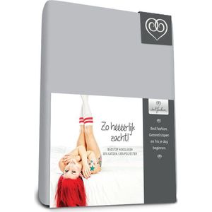 Badstof Stretch - Splittopper Hoeslaken - 180 x 210 cm - Zilver Grijs