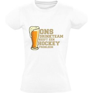 Hockey drinkteam Dames T-shirt | bier | sport | drank | zuipen | teamsport | kroeg | grappig | Wit