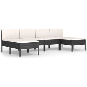 vidaXL 6-delige Loungeset met kussens zwart Loungeset - Tuinset - Loungebank - Buis Meubels - Outdoor Furniture