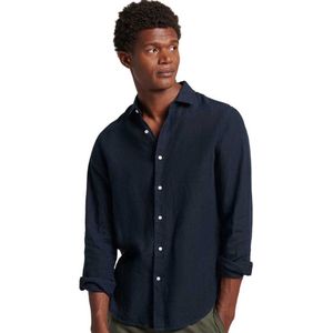 Superdry Studios Casual Linen Shirt Met Lange Mouwen Blauw S Man