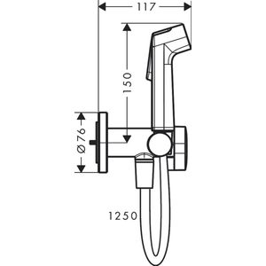 hansgrohe Bidette handdouche 1jet S EcoSmart voor warm water met douchehouder en doucheslang 125cm, 29232140