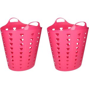Set van 2x stuks roze wasmand flexibel 60 liter