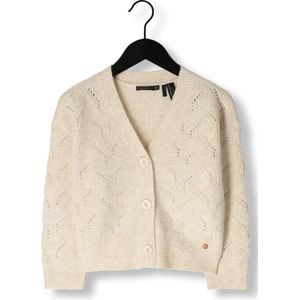 Nono Nova Girls Knitted Button Up Cardigan White Truien & Vesten Meisjes - Sweater - Hoodie - Vest- Ecru - Maat 110/116