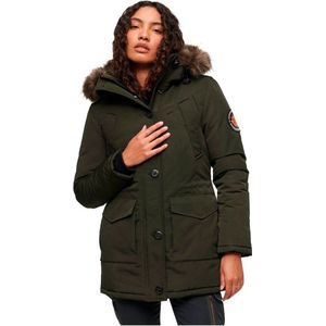Superdry Everest Faux Fur Hooded Parka Dames Jas - Abyss Khaki - Maat Xs