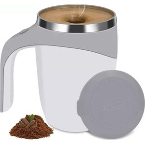 Elektrische Mok Royal Empire - thermobeker - Automatische Roeren Van Drinken - Koffie Thee - Rvs Elektrische Opwarmen - Smart Mixer - Koffie Melk Mengen Innovatieve Thermobeker - Zelf Mengende Koffiemok - Wit - USB lader