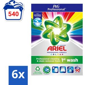 Ariel Professional - Waspoeder - Gekleurde Was - 90 Wasbeurten - Voordeelverpakking - 6 stuks