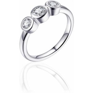 Jewels Inc. - Ring - Gezet met 3x Zirkonia - 6mm Breed - Maat 60 - Gerhodineerd Zilver 925