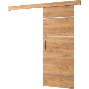 InspireMe - Schuifdeursysteem met rail - 90x204cm - AGRA IV - Gouden Eik + Zilver Handvat