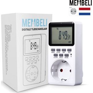 Membeli Tijdschakelaar voor Binnen - Schakelklok Stopcontact - Type F - Digitaal - Timer Schakelaar - LCD Display - Tijdschakelklok