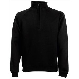 Zwarte fleece sweater/trui met rits kraag voor heren/volwassenen - Katoenen/polyester sweaters/truien XL (EU 54)