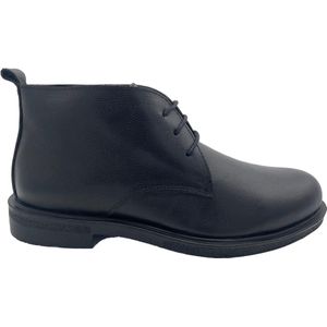 Veterschoen- Desert boots- Nette schoenen- Heren laarzen 1036- Leer- Zwart- Maat 43