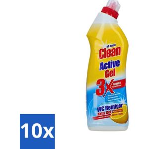 At Home - Clean - Active Gel - Toiletreiniger - Lemon - Extra Krachtig - 750 ml - Bulkverpakking - 10 stuks