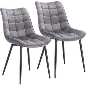 Rootz Set van 2 eetkamerstoelen - fluwelen zitstoelen - stoelen met metalen poten - ergonomisch ontwerp - duurzaam en comfortabel - vloerbescherming - 46 cm x 40,5 cm x 85,5 cm