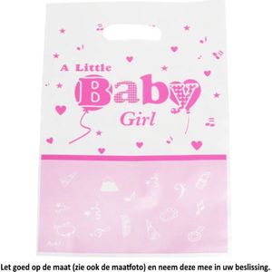 10 Uitdeelzakjes Baby Girl Pink 16,5 x 25 cm - Cellofaan Plastic Traktatie Kado Zakjes - Snoepzakjes - Koekzakjes - Koekje - Cookie - Geboorte - Meisje - Roze