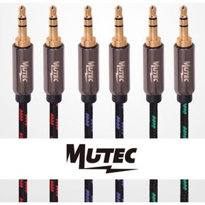 MutecPower ""3 Pak"" 2 meter 3.5mm Stereo Audio kabel - Rood/Blauw/Groen gevlochten - mannelijk naar mannelijk - 2m - Ipod/mp3 Auxiliary Aux-in Input kabel
