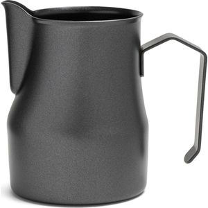 Melkkannetje Opschuim - Italiaans - Zwart, 350ml – RVS – Melkopschuimkan – Melkkan – Espressomachine - Barista Essentials