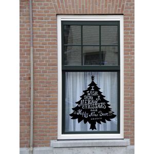 Kerstboom Met Tekst Sticker - Default - - raam en deurstickers - kerst alle