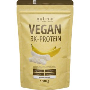 nutri+ Vegan 3K Protein - Eiwitpoeder Banana - Veganistisch proteïnepoeder - met proteïnen uit soja, erwten en zonnebloem - lactosevrij en glutenvrij - 1000 g