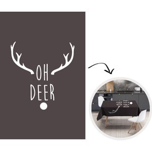 Kerst Tafelkleed - Kerstmis Decoratie - Tafellaken - 180x260 cm - Kerst quote Oh deer zwarte achtergrond - Kerstmis Versiering