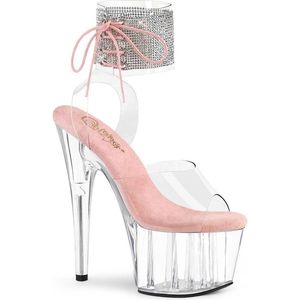 Pleaser - ADORE-791-2RS Sandaal met enkelband, Paaldans schoenen - US 8 - 38 Shoes - Transparant/Roze