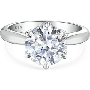 Yulia - 14k Witgouden Solitair Moissanite Ring in Tulpenzetting - 2 karaat