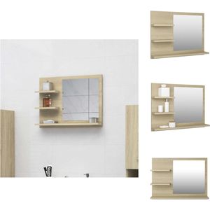 vidaXL Wandspiegel Sonoma Eiken - 60 x 10.5 x 45 cm - 3 schappen - Badkamerkast