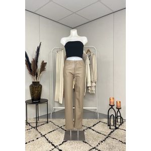 Zara | Faux Leather Pants, Beige, Maat 42