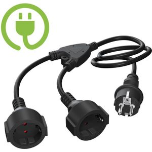 DailySupplies® Dubbele Stekker voor Stopcontact - Tweeweg Stekker - Verdeelstekker - Stopcontact Splitter - Met Kinderbescherming - Zwart