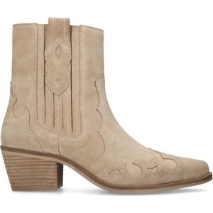 Manfield - Dames - Beige suède cowboylaarzen - Maat 39